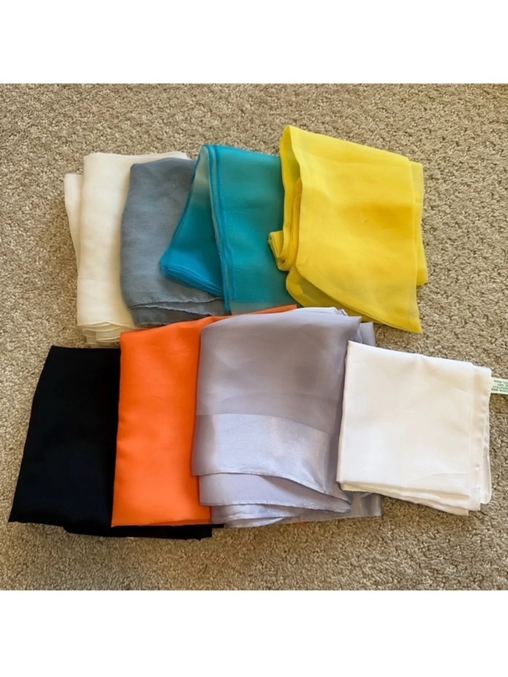 Solid Color Vintage Scarves Scarf Yellow Orange Purple Cream Black Blue Lot 8x